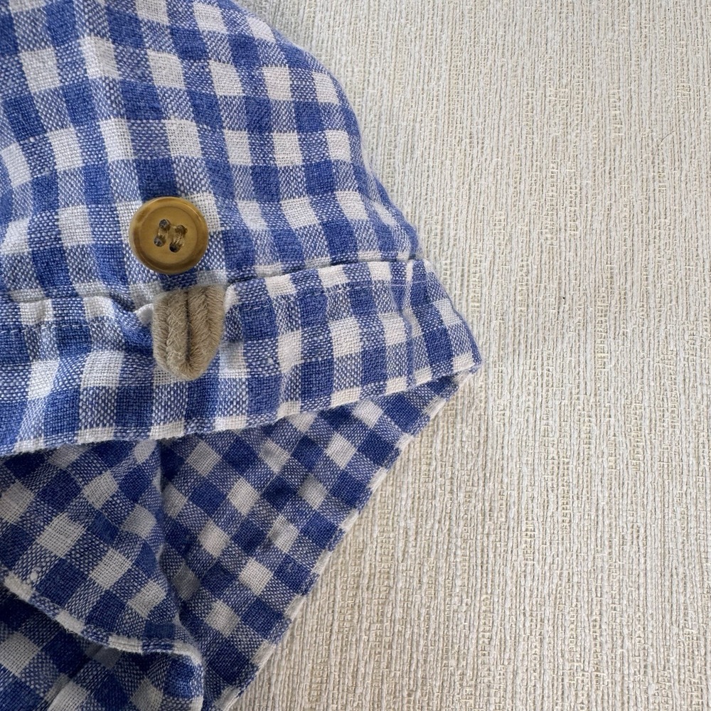 Murano Baird Mcnutt 100% Linen Shirt Men XL Blue Gingham Check Lightweight - Picture 6 of 10